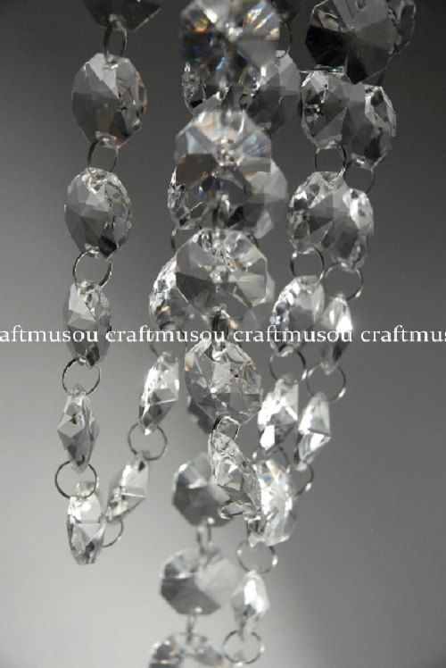 1 Can 30 Feet Hanging Clear Faux Crystal Strands Glass Crystal .