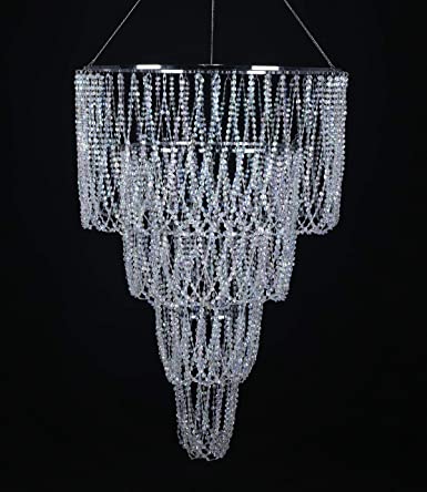 4 Tiers Large Wedding Chandelier, Faux Crystal Iridescent Beaded .