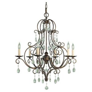 Feiss Chateau 6-Light Mocha Bronze Single Tier Chandelier F1902 .