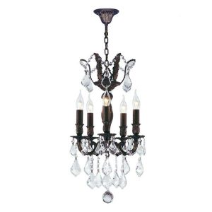 Worldwide Lighting Versailles 5-Light Flemish Brass Clear Crystal .