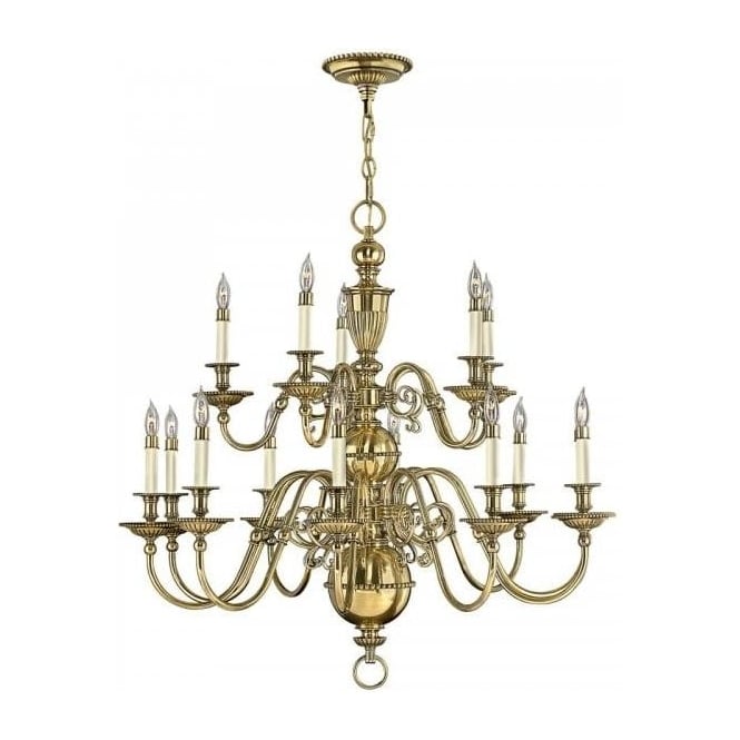 Flemish Chandelier with 15 Candle Lights on Gold Solid Brass Fra