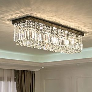 L40" Rectangular Raindrop Crystal Chandelier Lighting Modern Flush .