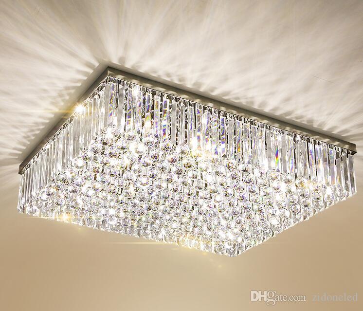 Contemporary Square Crystal Chandelier K9 Crystal Ceiling Lights .