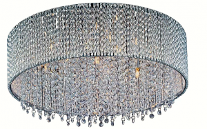 Polished Chrome Spiral 17″ Flush Mount Crystal Ceiling Light .