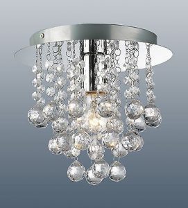 Chrome 1 light round flush fitting chandelier ceiling light .