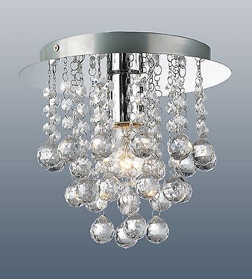 Chrome 1 light round flush fitting chandelier ceiling light .