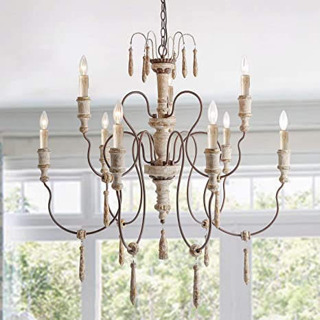 LALUZ A03483 Farmhouse Wood Chandeliers for Dining Rooms 9 .