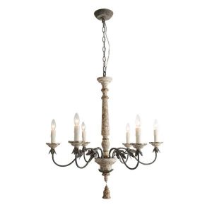 LNC 6-Light Distressed White Wood French Country Chandelier A03484 .