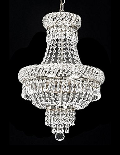 French Empire Crystal Chandelier Chandeliers Lighting, Silver, H22 .
