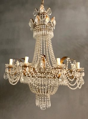 Vintage French Crystal Macaroni Chandelier for sale at Pamo