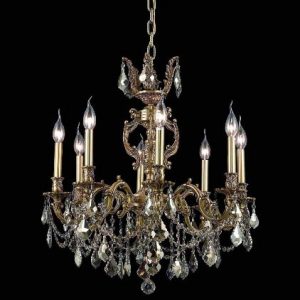 Elegant 9508D24FG-GT-RC Marseille 24" 8-lamp Golden Teak Crystal .