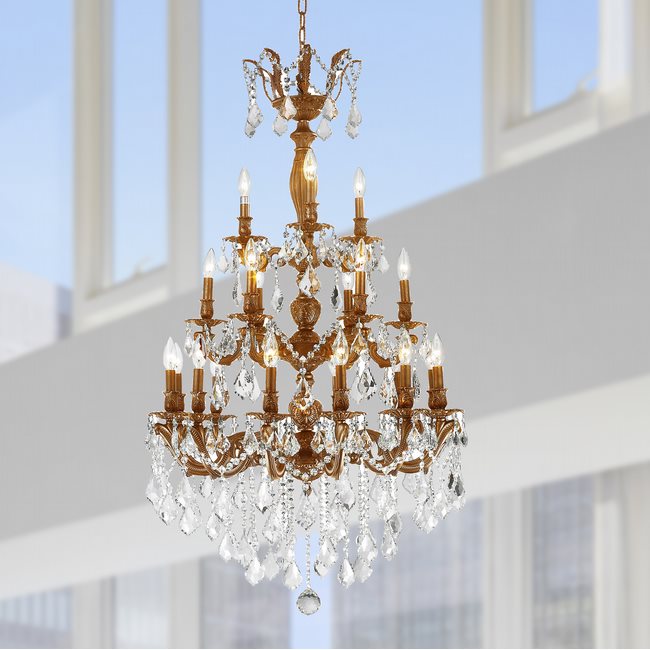W83327FG29 Versailles 21 light French Gold Finish with Clear .