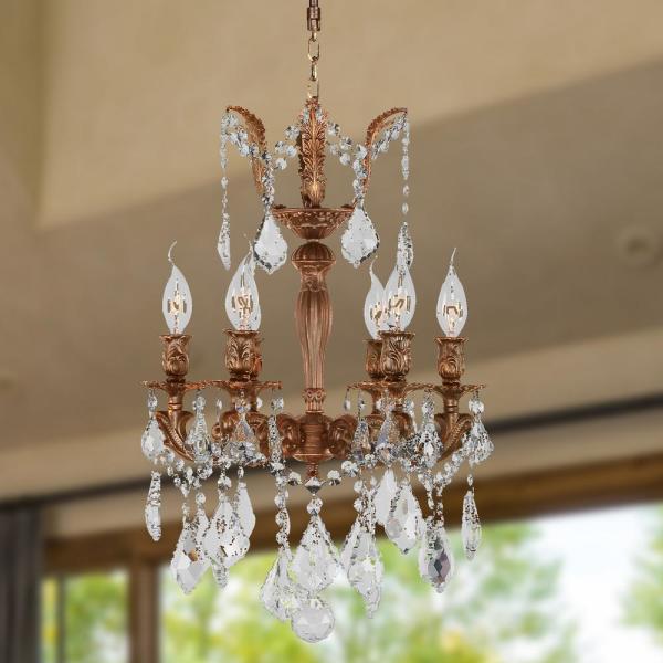 Versailles 6-Light French Gold Finish and Clear Crystal Chandelier .