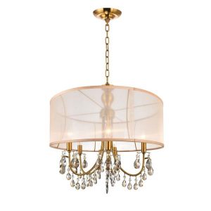 CWI Lighting Halo 5-Light French Gold Chandelier with Gold shade .