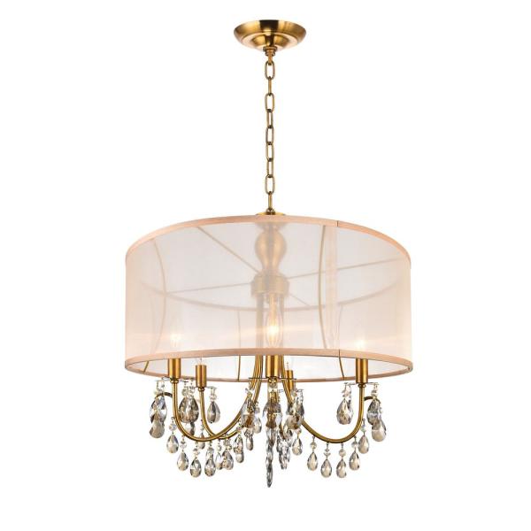 CWI Lighting Halo 5-Light French Gold Chandelier with Gold shade .