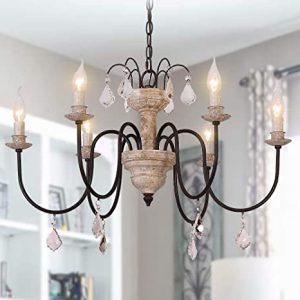 Amazon.com: OSAIRUOS Retro French Chandelier White Distressed Wood .