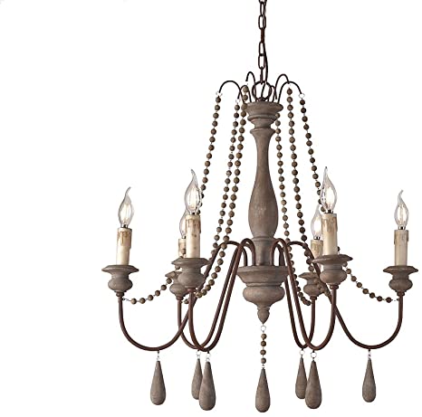JinYuZe Ceiling Light Fixture, French Country Candle-Style Wood .