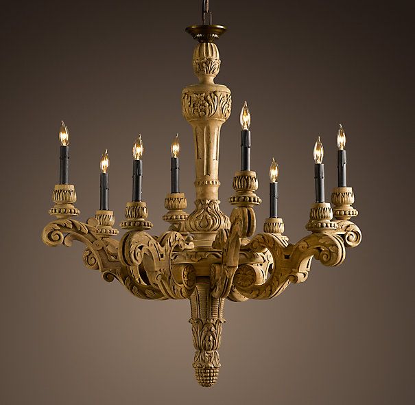 19th C. French Baroque Wood 8-Arm Chandelier | Викторианские интерьер
