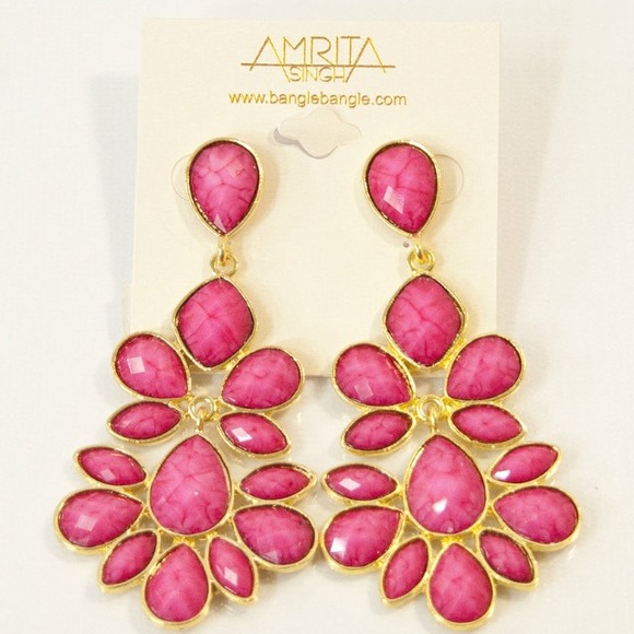 Amrita Singh Jewelry | New Nello Fuschia Chandelier Earrings .