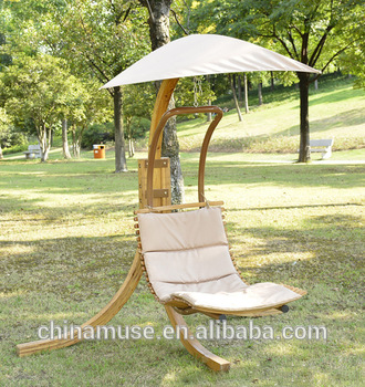 Outdoor Garden Furniture Wooden Hanging Swing Chair With Canopy .
