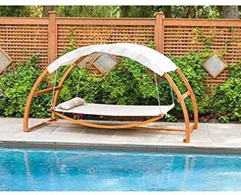 Leisure Season SBWC402 Swing Bed With Canopy - Brown - 1 Piece - 2 .