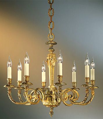 Georgian > Palace Solid cast brass chandelier. Finished in Antique .