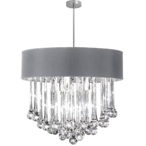 Dainolite 8-light Polished Chrome Chandelier with Glass Droplets .