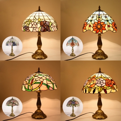 Plant Living Room Table Lamp Stained Glass One Light Rustic .