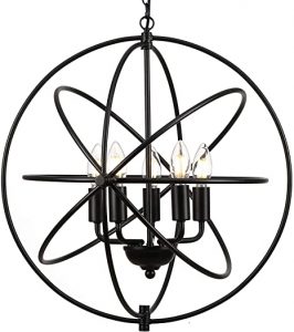 Riomasee Orb Globe Chandelier 5 Lights Indoor Pendant Lighting .