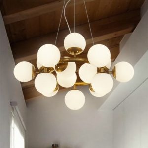 Lateral Chandelier Pyramid White Globe - takeluckhome.c