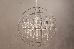 Ornate Crystal & Chrome Globe Chandelier | Furnish Gre