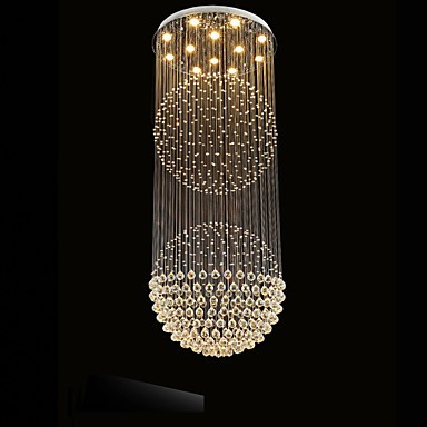 LED Pendant Light Modern Crystal Chandelier 12 Lights Silver .