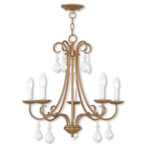 Livex Lighting Daphne 5-Light Antique Gold Leaf Chandelier 40875 .