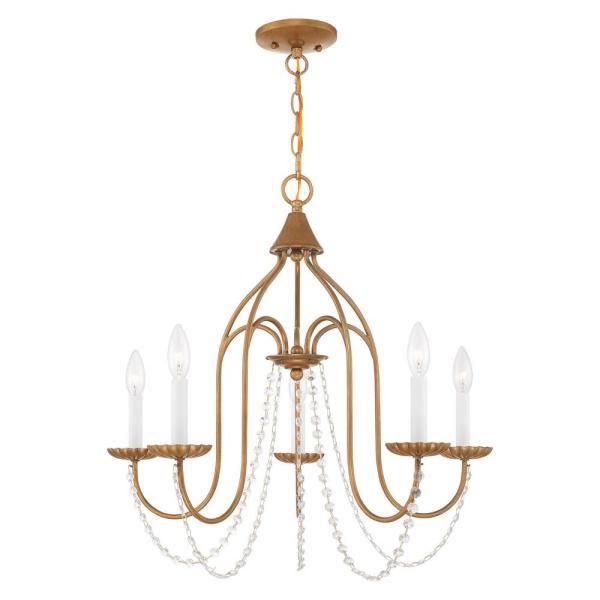 Livex Lighting Alessia 5-Light Antique Gold Leaf Chandelier with .