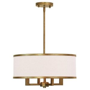 Livex Lighting Park 4-Light Antique Gold Leaf Chandelier with Hand .