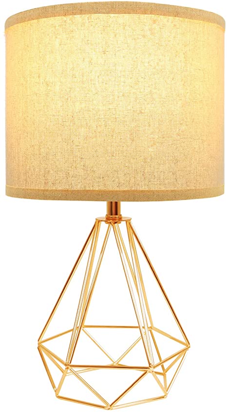 Bedroom Lamp Modern Table Lamp, Gold Bedside Desk Lamps with Metal .