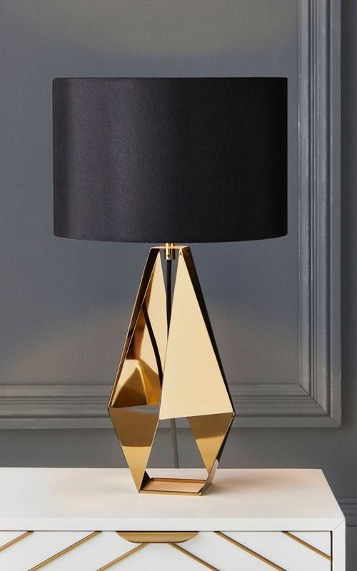 Next Harper Table Lamp - Gold in 2020 | Black, gold living room .