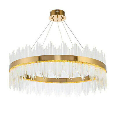 Modern Luxury Crystal Round LED Pendant Lamp Gold Chandelier .