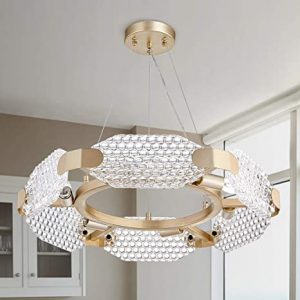 TZOE Crystal Pendant Light，Modern Chandelier，6-Light Round .