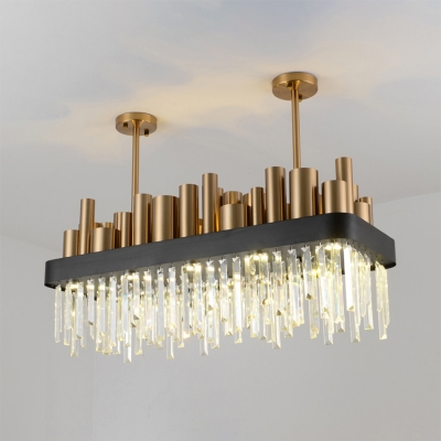 Metal Rectangle Chandelier Modern Hanging Chandelier with Clear .