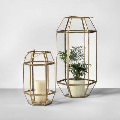 Hexagon Outdoor Lantern Gold Frame - Opalhouse™ | Outdoor lanterns .
