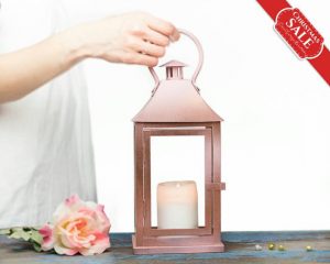 Rose Gold Lantern Centerpiece, Rose Gold Wedding Decor, Pink Gold .