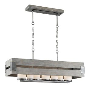 Home Decorators Collection Ackwood 7-Light Grey Wood Rectangular .