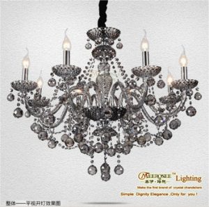 Modern Italian Glass Chandelier Smoky Grey Crystal Light Candle .