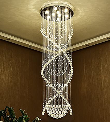 Moooni Modern Double Spiral Crystal Chandelier Lighting for Foyer .