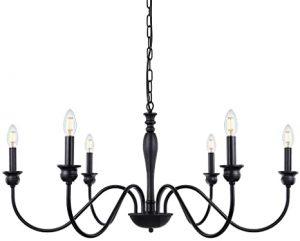 Wellmet 6-Light Farmhouse Chandelier 38 Inch, Rustic Industrial .