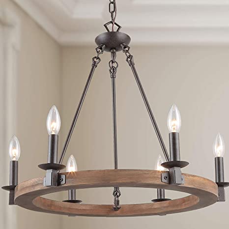 LNC A03300 Farmhouse Chandeliers for Dining Rooms, Vintage Wood .