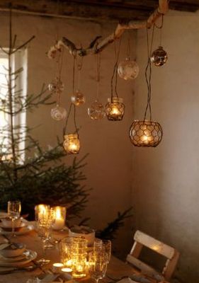 hanging candles on branch | Thuis diy, Decoratie, Kaars