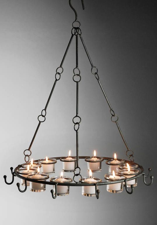 Metal Candle Chandelier...gorgeous hanging from a tree, draped .