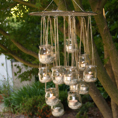 Outdoor Hanging Candle Chandelier | Baby food jar crafts, Baby jar .